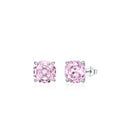S925 sterling silver rose stud earrings in 6mm and 8mm pink flower designs for women