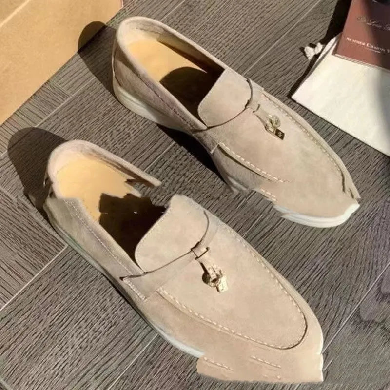 Gommino style slip-on casual loafers with round toe and rubber sole in assorted colours