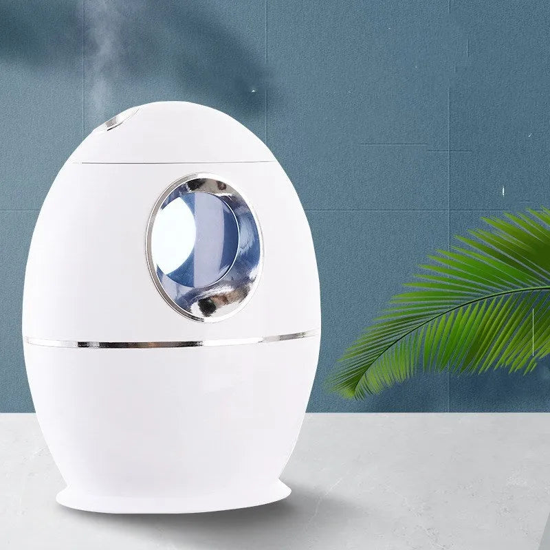 White columnar household air disinfection humidifier with USB port and mechanical controls.