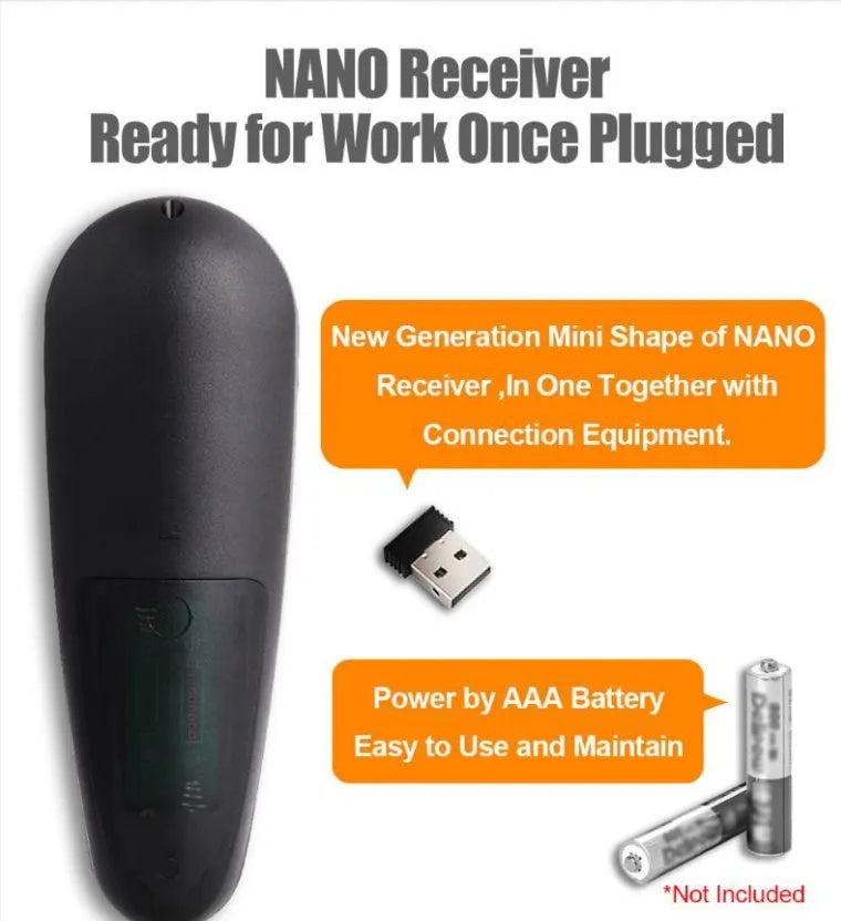 G30 wireless keyboard remote control with air mouse functionality for smart TVs