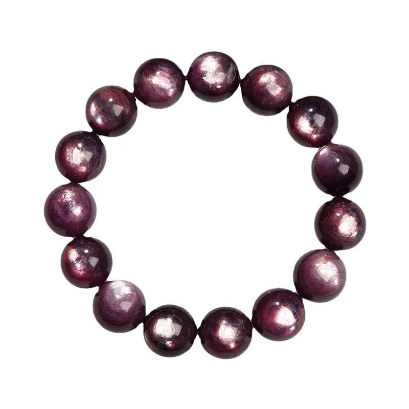 Purple lepidolite crystal bracelet with round polished beads in multiple size options