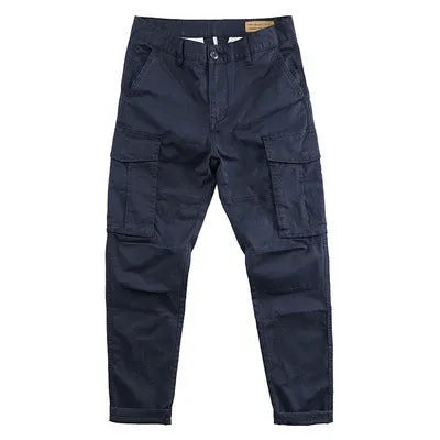 Men's cotton labour protection trousers with multiple pockets in cropped length design