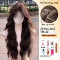 Women's long curly synthetic wig with side bangs in brown black colour