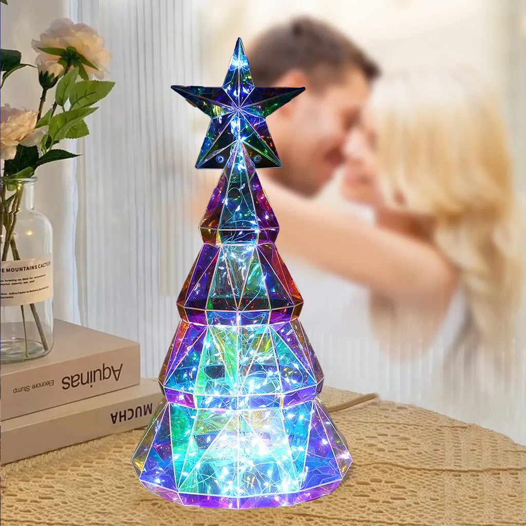 Colourful cartoon Christmas tree luminous decoration with PET material measuring 14.5cm by 4.8cm by 20cm