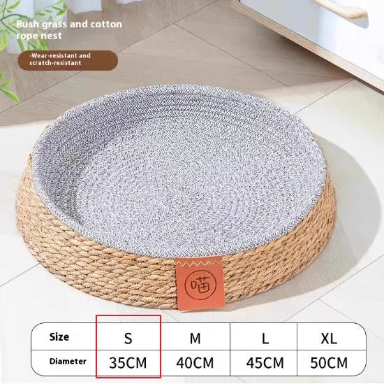 Natural rattan cat bed available in four different sizes for cats