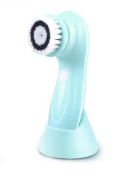 Rechargeable electric facial cleansing brush in blue or pink, waterproof USB face washing and massage tool
