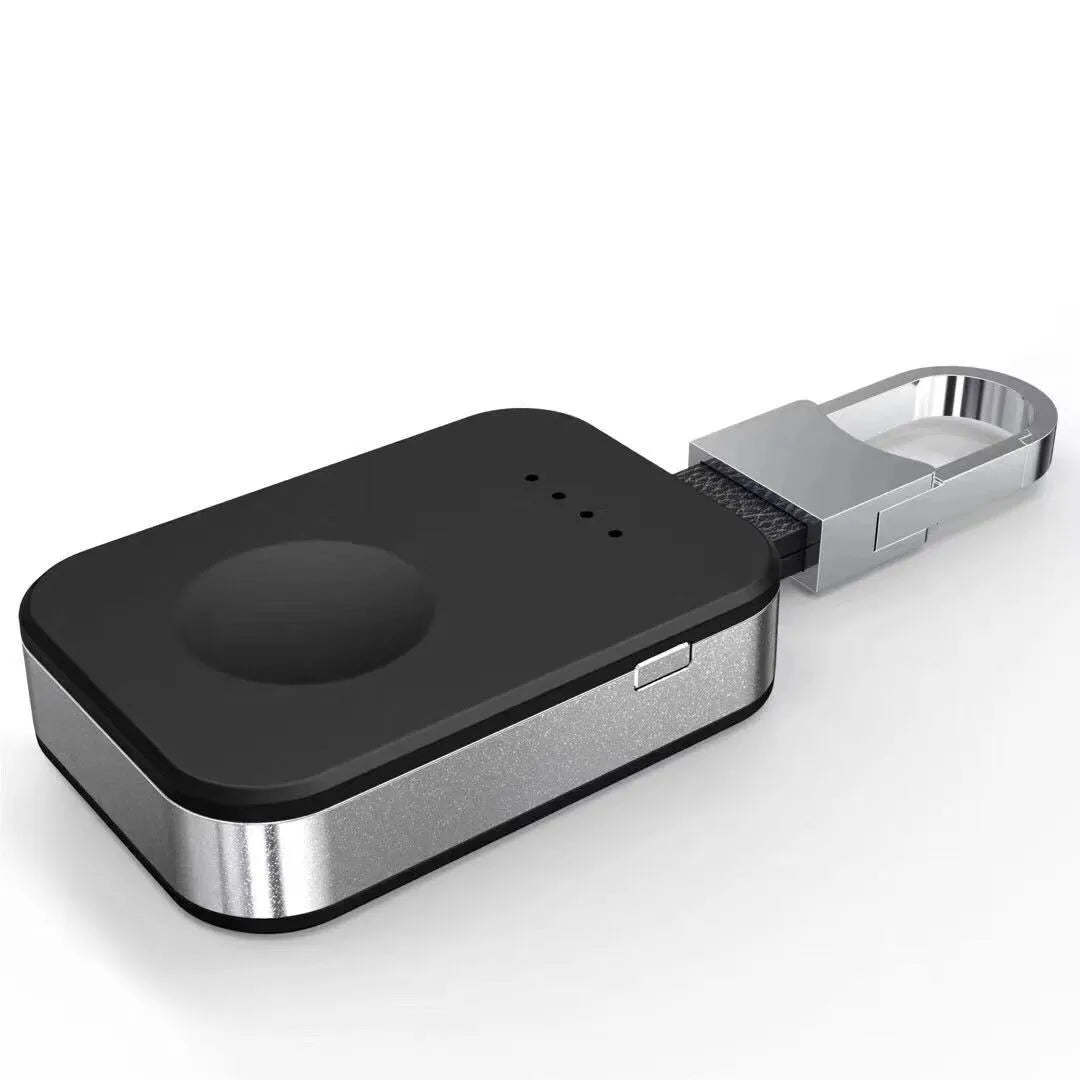 Black Apple Watch wireless power bank keychain charger with portable design