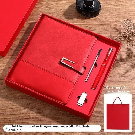 Genuine leather A5 business notebook with wood-free paper pages in multiple colour options including brown, black, green, blue, and red