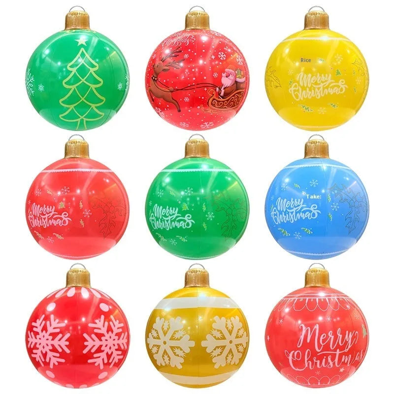 63cm inflatable Christmas ball with flashing LED lights in various designs for outdoor garden decoration