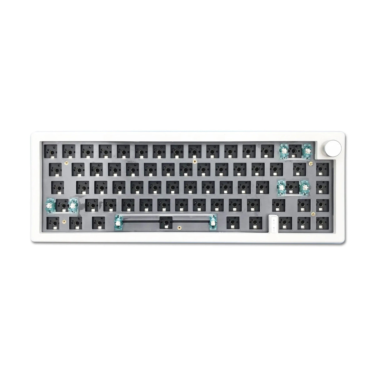DIY mechanical keyboard kit with RGB backlit keys showing seven different colour options