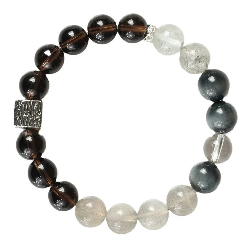 10mm couple crystal bracelet with geometry shape in khaki Chinese style