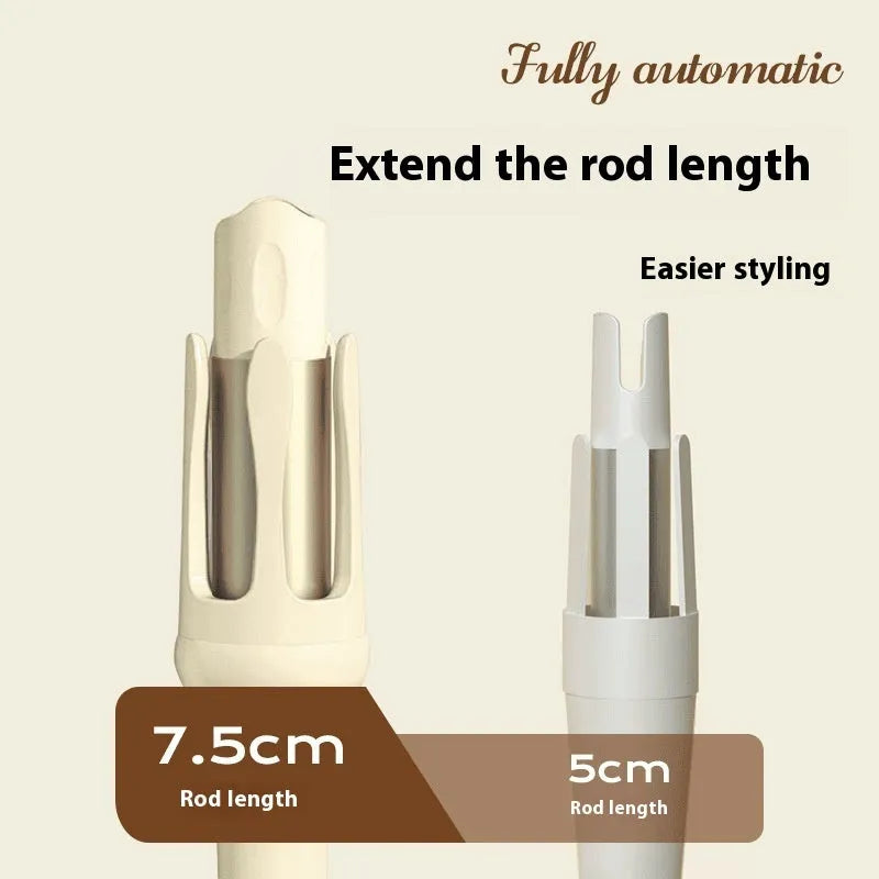 Automatic hair curler with 32mm barrel in white and purple colour scheme with wired power cord