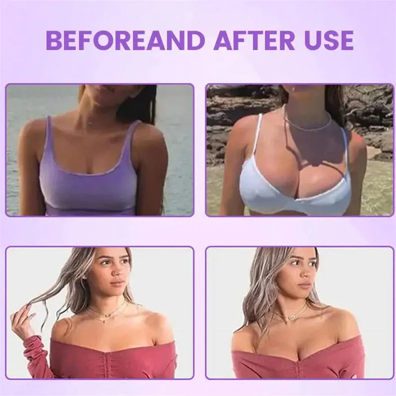 Breast enhancement mask with adhesive chest patches for bust firming and lifting