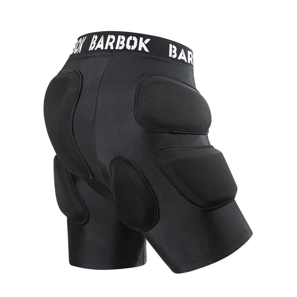 Black adult hip protection pad with NBR foam for roller skating and skateboarding safety.