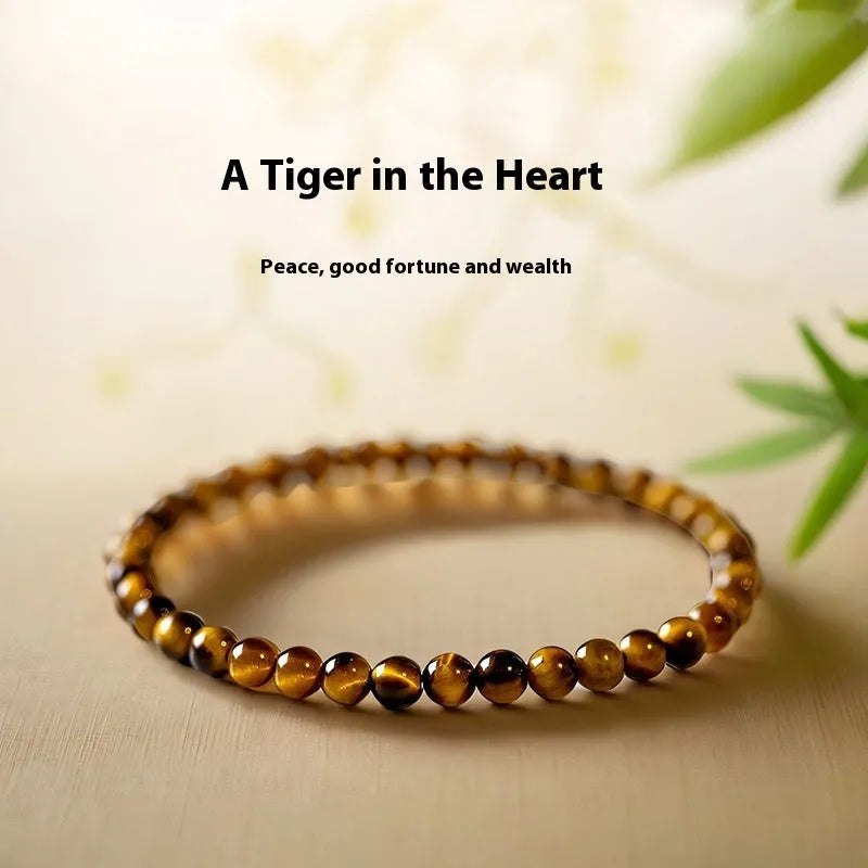 Handmade tigereye beaded bracelet in New Chinese Style geometric design