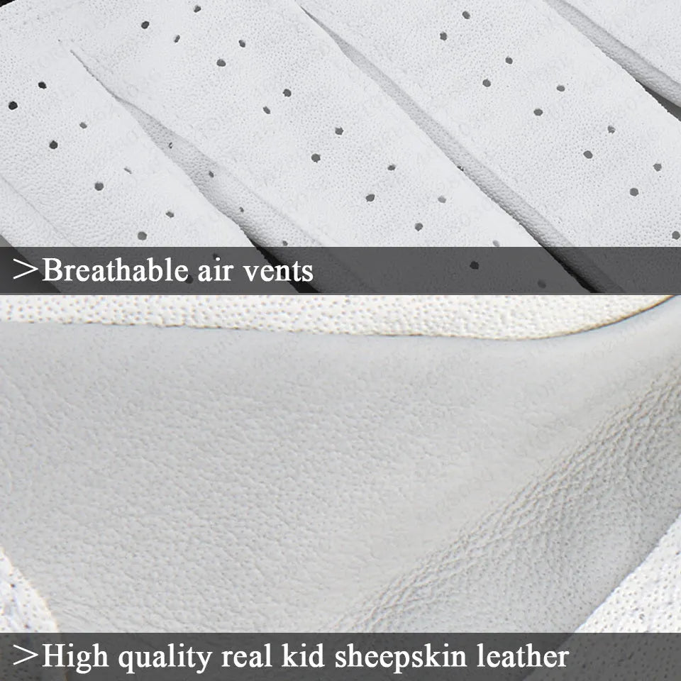 Summer thin section golf glove in real sheepskin leather with anti-skid particles, breathable pores and Velcro closure.