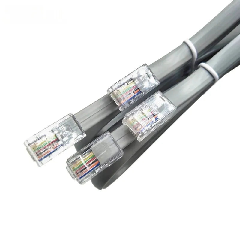 Silver grey CAT6 network cable with RJ-45 connectors, 2 metres long