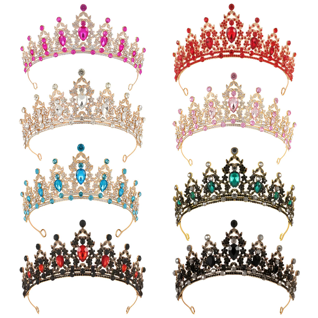 Baroque bride headdress crown with rhinestone detailing in KC gold and silver colour options