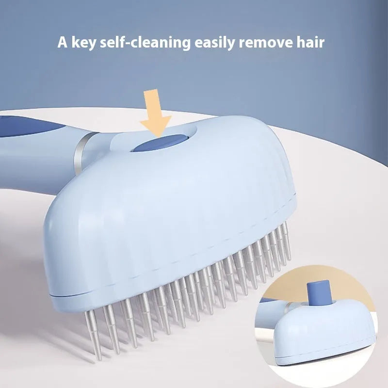 Azure light blue stainless steel double row dog grooming comb with ergonomic handle