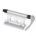 Silver metal bicycle front fork quick release fixing clip with adjustable clamp mechanism
