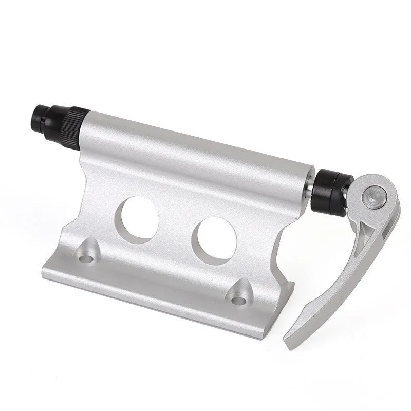 Silver metal bicycle front fork quick release fixing clip with adjustable clamp mechanism