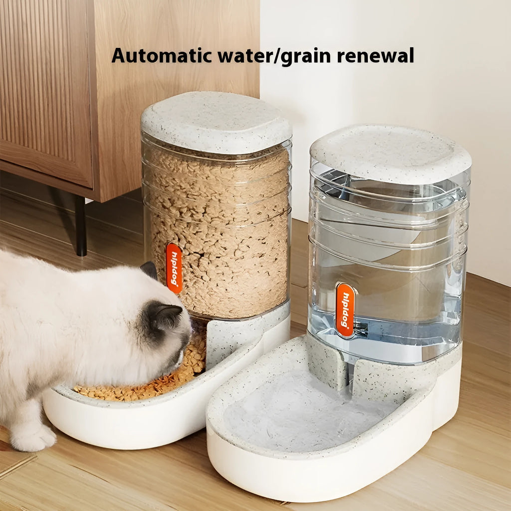 Large grey automatic pet feeder or water fountain with 3.8 litre capacity for cats and dogs