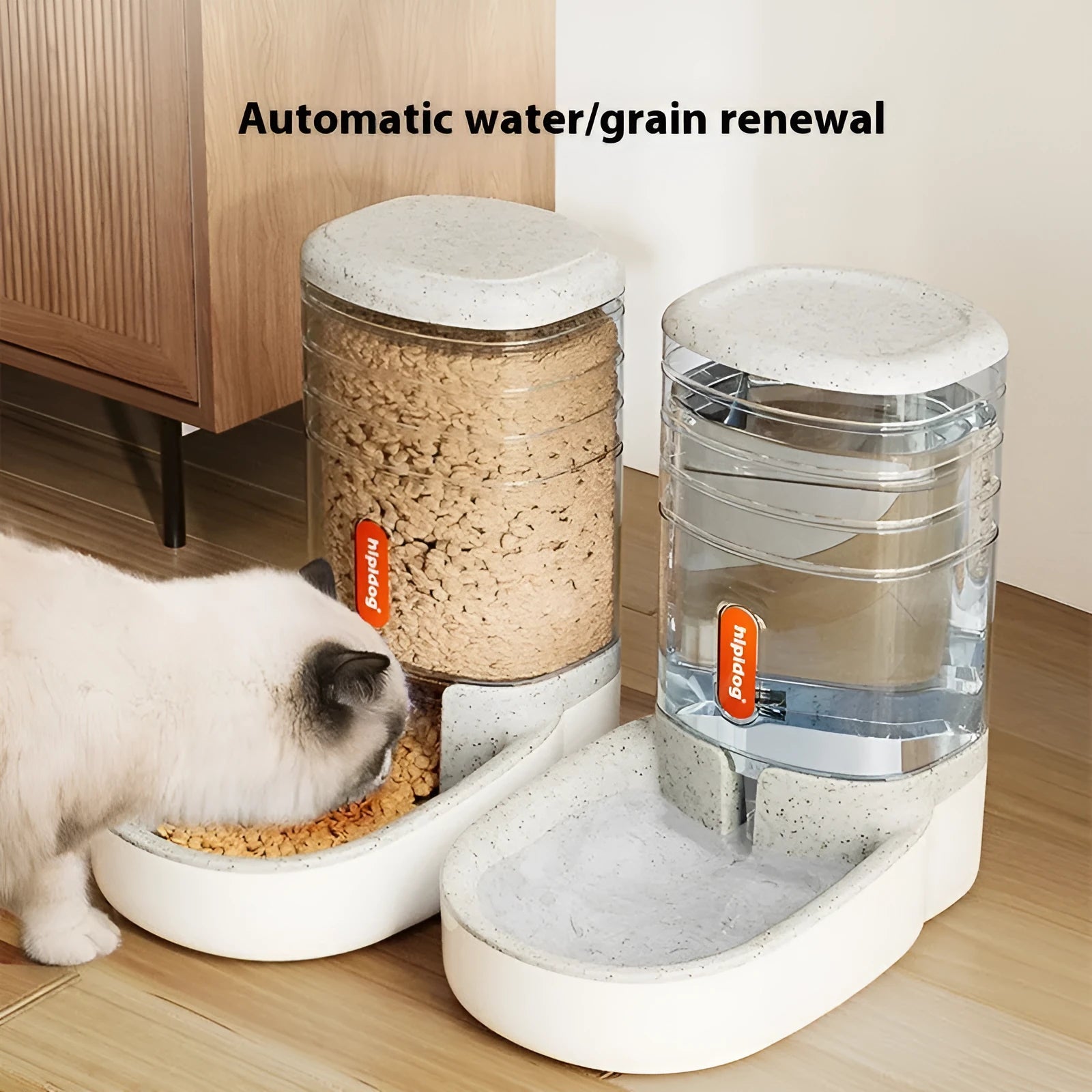 Large grey automatic pet feeder or water fountain with 3.8 litre capacity for cats and dogs