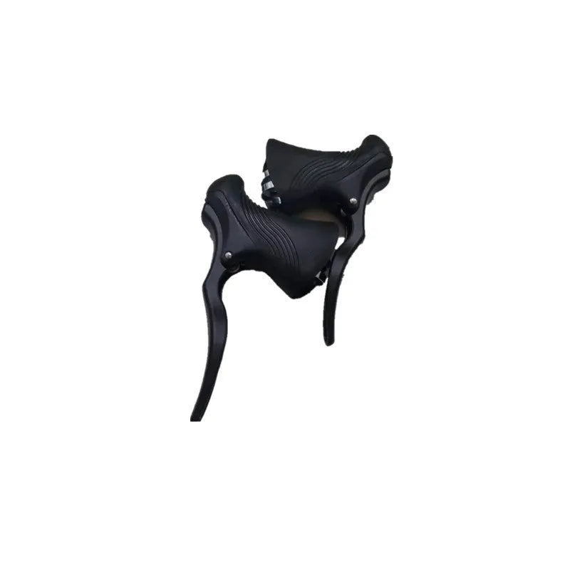 Aluminium alloy road bicycle brake handle pair in black or black silver, for 22.2mm and 23.8mm handlebars.