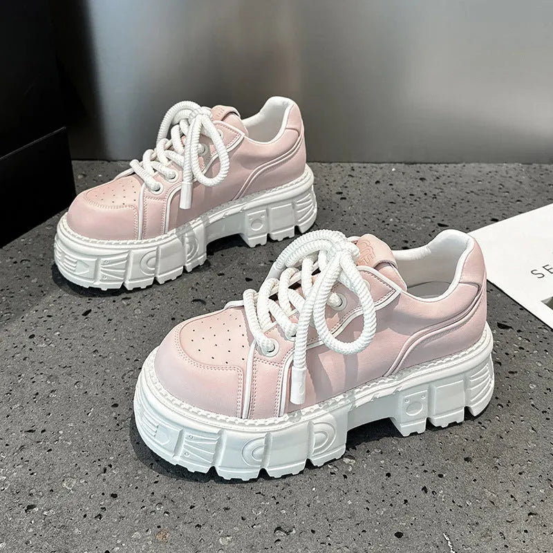Women's beige and pink leather loafers with solid colour design and foam rubber soles