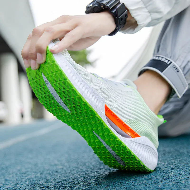 Men's blue casual sports mesh shoes with round toe design and cloth upper