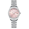 Women's calendar watch with 32mm alloy case in silver, pink, light blue, or green colour