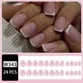 White false nails with plaid pattern, 24 pieces per box.