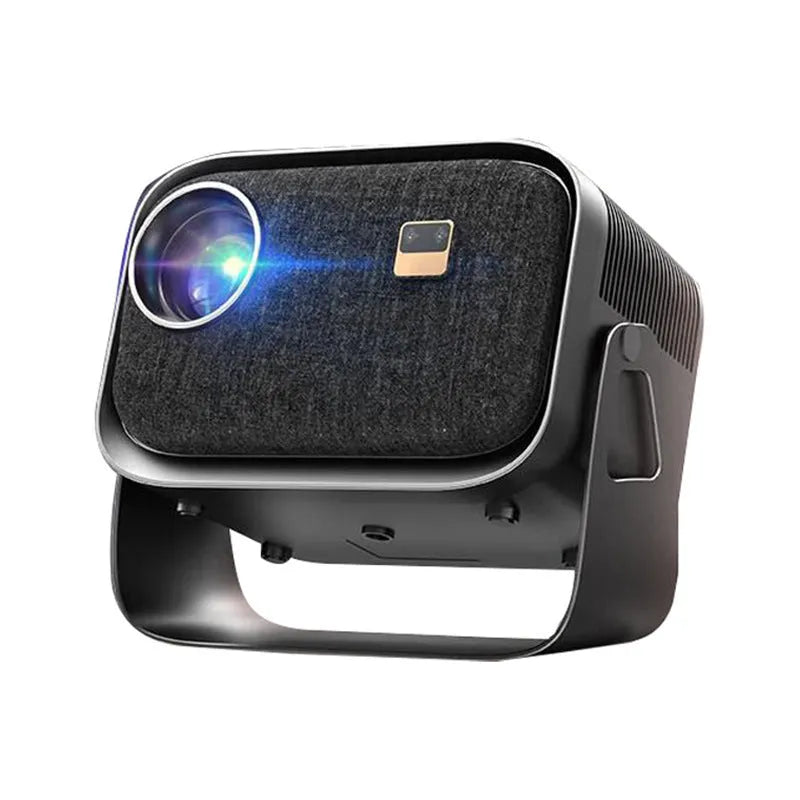 Portable 4K smart home theater projector projecting content from mobile phone onto wall