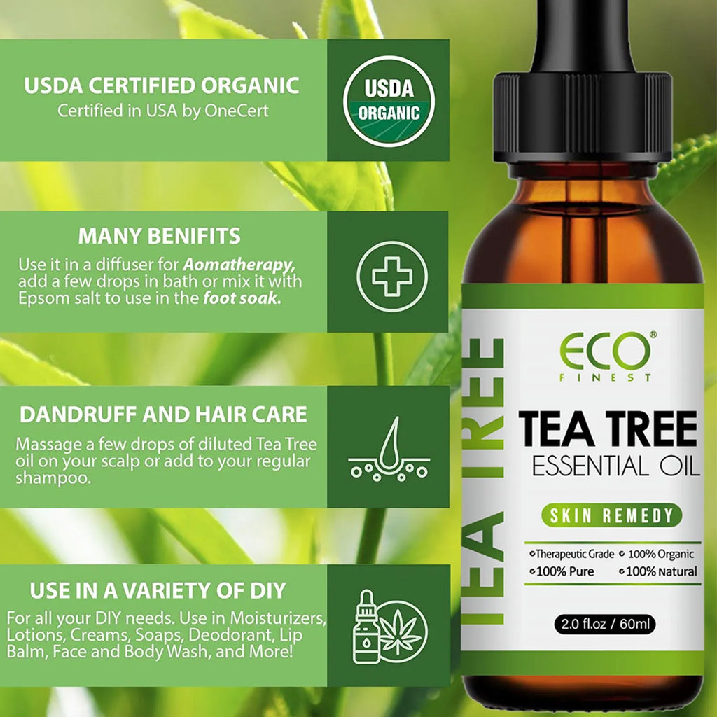 60ml bottle of Australian tea tree essential oil for massage and skin application