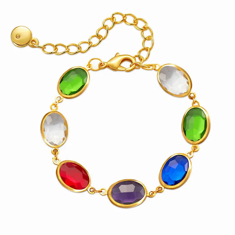 Geometric women's bracelet with glass inlay on 18K copper base in blue colour option
