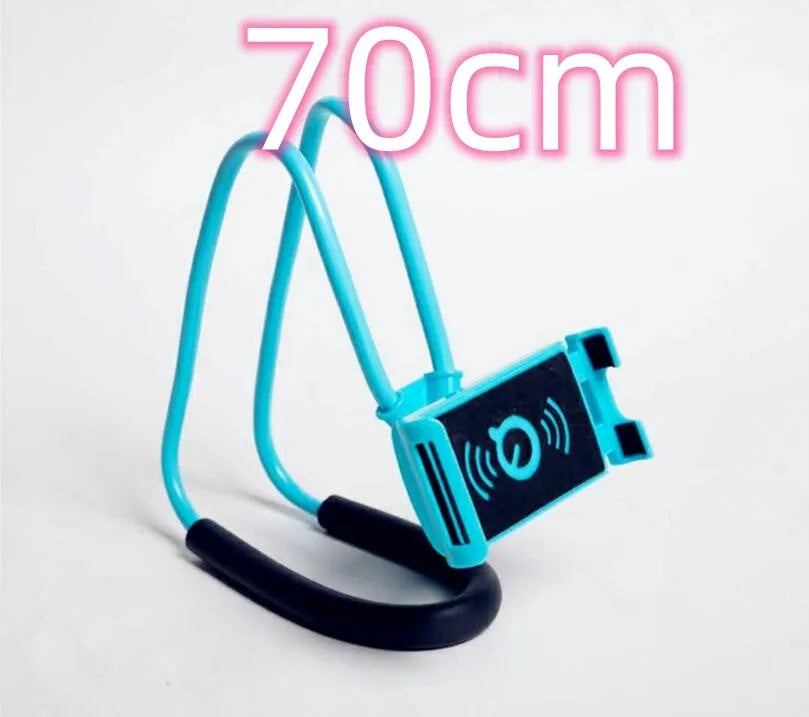 Universal smartphone holder showing 360-degree rotation, compatible with iPhone and Samsung phones, in multiple colours.