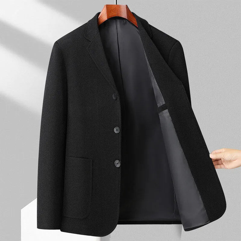 Men's loose-fit polyester suit coat in solid colours for spring and autumn casual wear