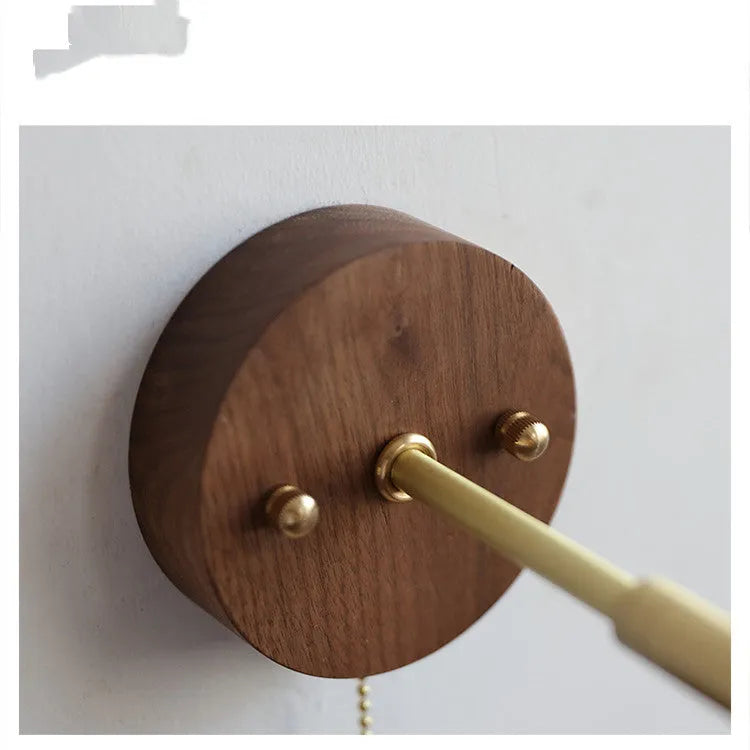 Nordic-style wooden wall mounted bedside lamp with a neutral design.
