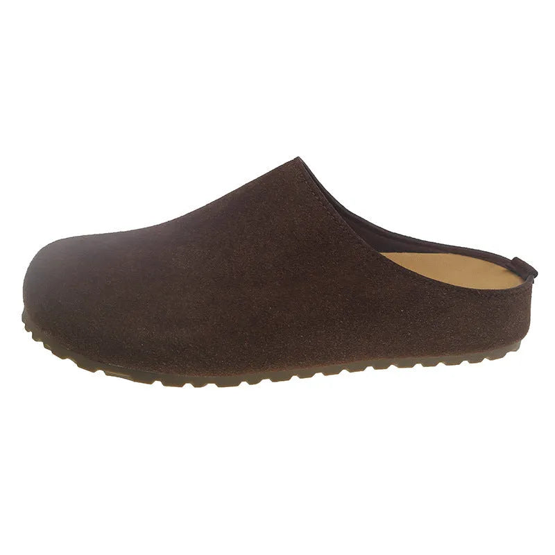 Korean-style square toe microfiber slippers in summer colours with slip-on design