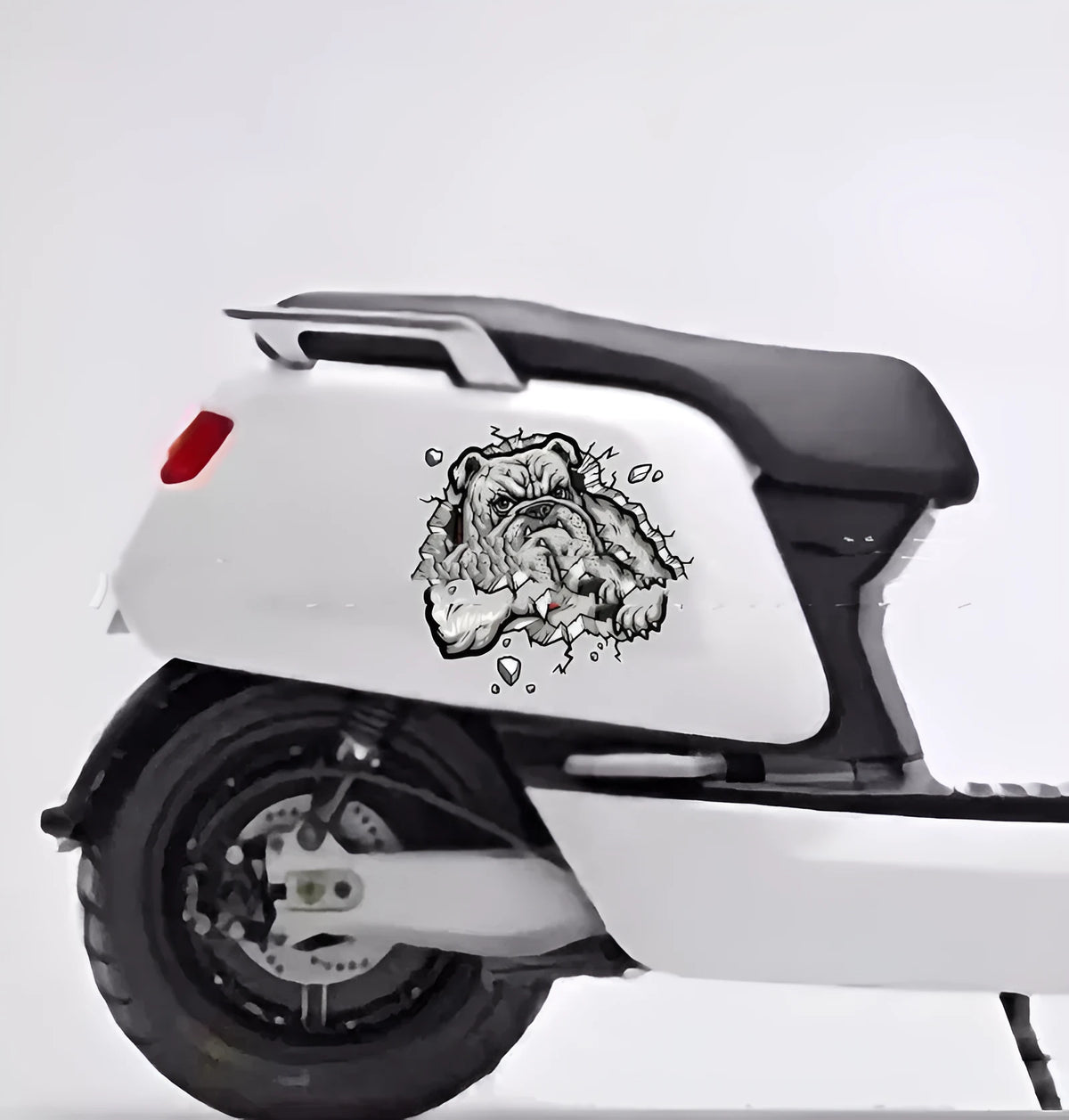 Grey dog pattern motorcycle decorative sticker with 17cm dimensions and custom sizing options