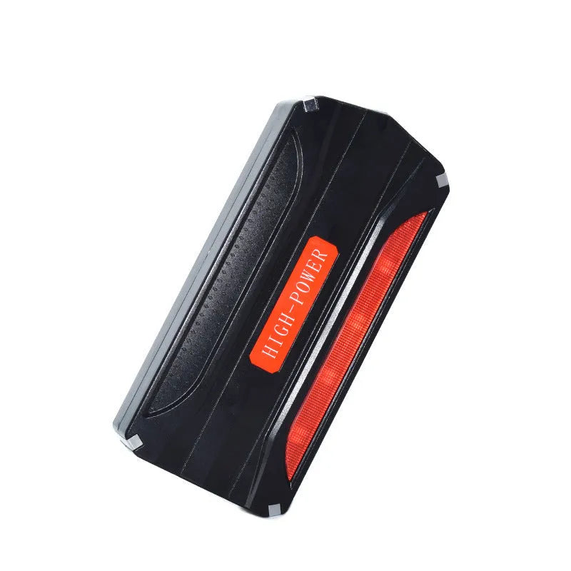 Black and red 12V vehicle emergency starting power supply with 7800mAh battery capacity