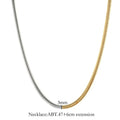 Golden tone stainless steel snake bones chain necklace with 3mm thickness and geometric pattern