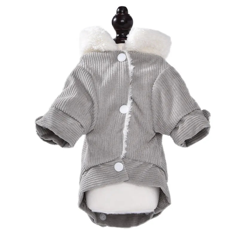 Lambswool grey dog fleece vest with wool lining for autumn and winter pet warmth
