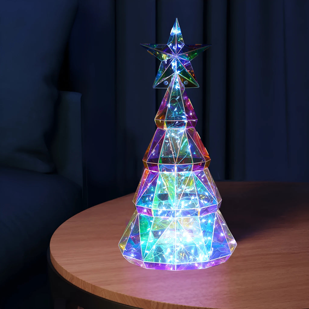 Colourful cartoon Christmas tree luminous decoration with PET material measuring 14.5cm by 4.8cm by 20cm