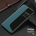 Magnetic side window phone case with flip bracket for Huawei Honor in Still Night Black PC leather