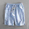 Men's striped cotton casual shorts with elastic waistband in multiple colour options