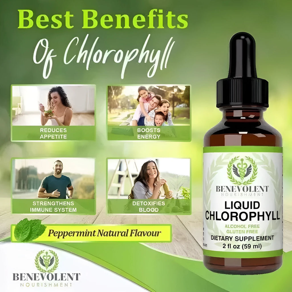 60ml bottle of natural liquid chlorophyll drops for adult intestinal care dietary supplement