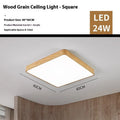Square Nordic wood grain LED wall light in modern design with three colour temperature options