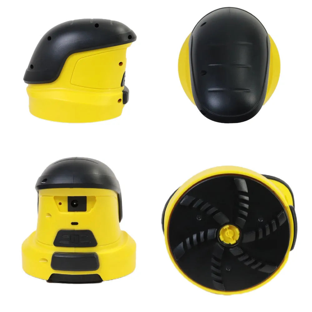 Yellow cordless electric ice scraper with USB charging cable for car window de-icing