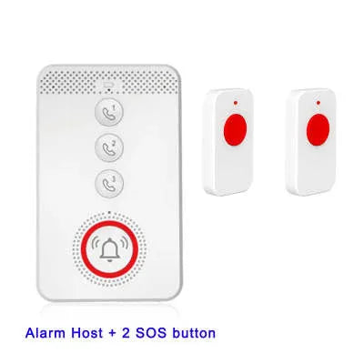 White elderly emergency alert device with one buzzer unit and three wireless call buttons